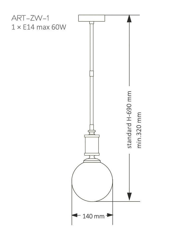 Lampa wisząca Kutek Mood Artu ART ZW 1 N G Lampy Lampy wewnętrzne