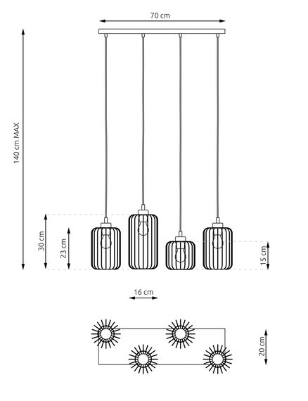 Lampa Wisząca Emibig Vander 4 Bl Gold (1364/4)