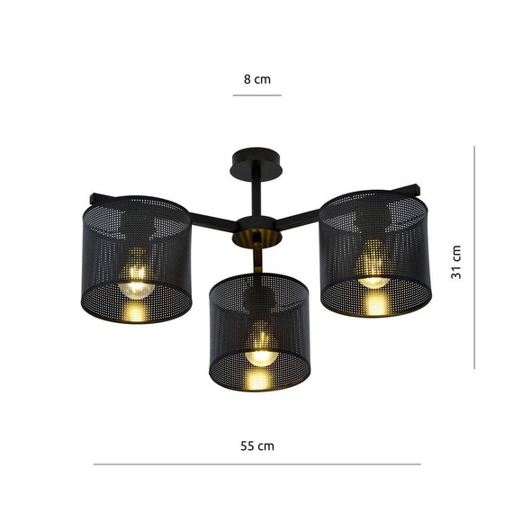 Lampa sufitowa JORDAN 3 BLACK czarny (1143/3) - Emibig