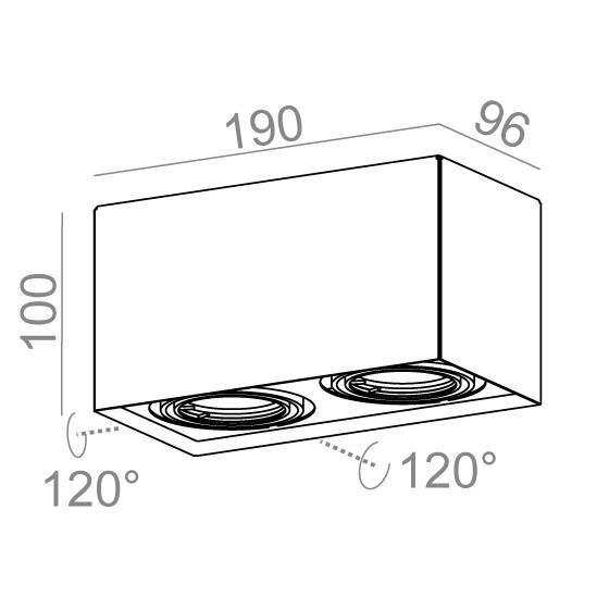 Spot Czarny AQform Squares 50-2 230V 45812-0000-U8-PH-12