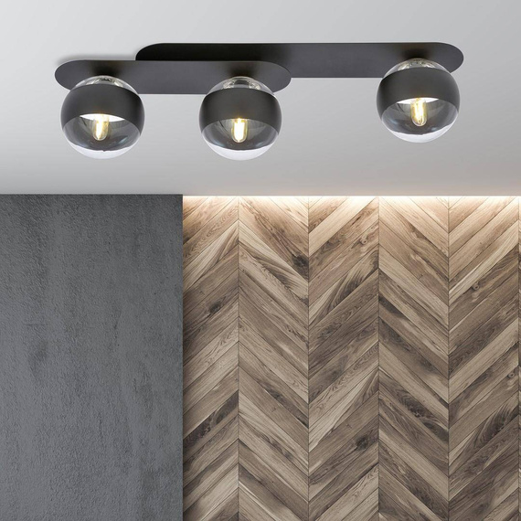 Lampa sufitowa PLAZA 3 BLACK/STRIPE czarny (1121/3) - Emibig
