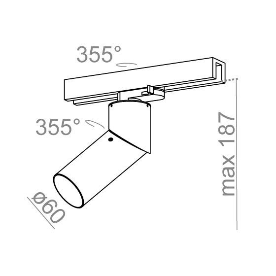 Reflektor do szyno przewodu AQForm Rotto Track Czarny Mat 16219-0000-U8-PH-12