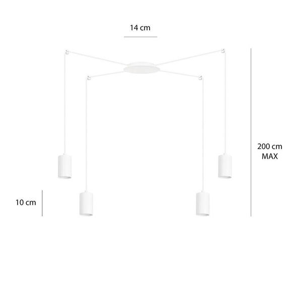 Wisząca lampa TRAKER 4 WH/WHITE biały (525/4) - Emibig