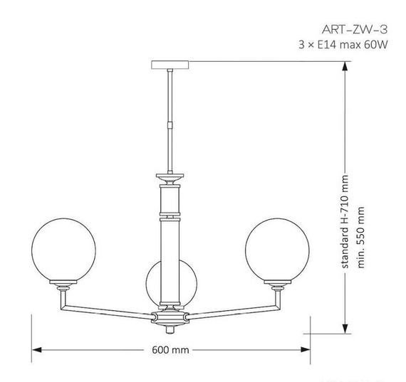 Lampa wisząca Kutek Mood Artu ART-ZW-3 (N) G