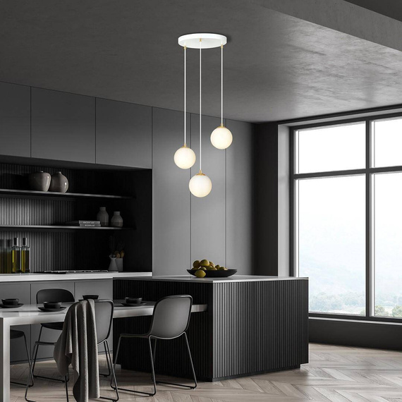 Wisząca lampa ROYAL 3 WH biały-Złoty (1244/3) - Emibig