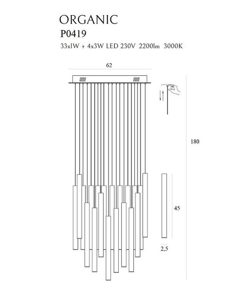 Lampa wisząca MaxLight Organic P0419D Czarna