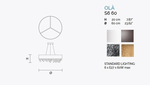 Lampa Wisząca MASIERO Ola S6 60cm srebrna