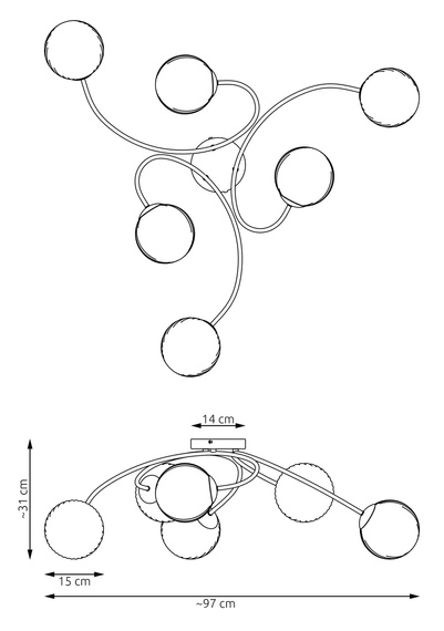 Lampa Sufitowa Emibig Vibra 6 Bl Opal (1398/6)