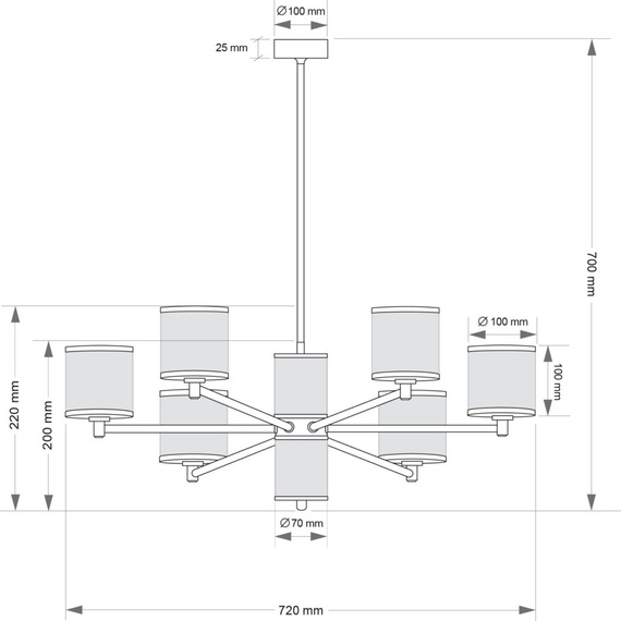 Lampa wisząca Kutek Como COM-ZW-6(BN/3)T 