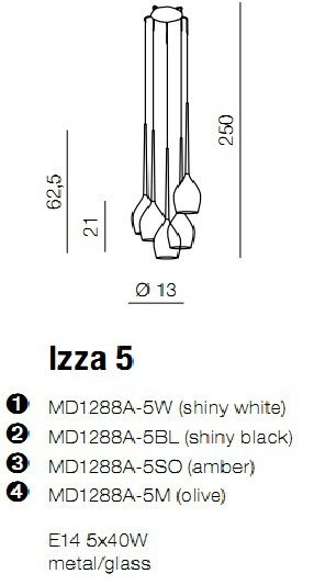 Lampa wisząca AZzardo IZZA 5 biała AZ0311