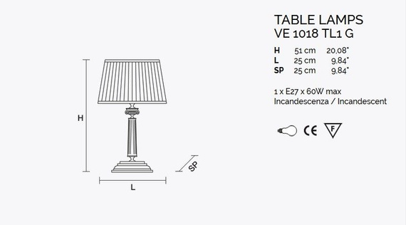 Lampka Stołowa MASIERO VE 1018/TL1 G
