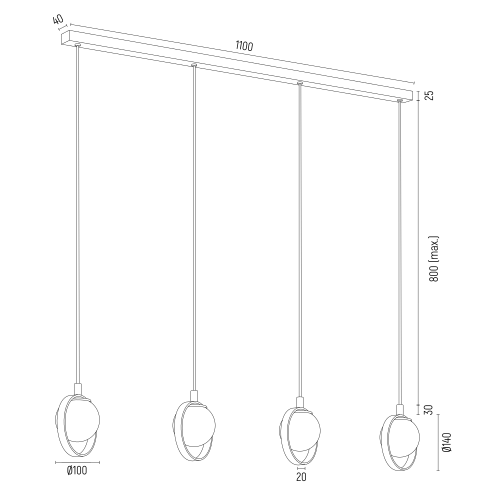Żyrandol Argon Saturnia 1808