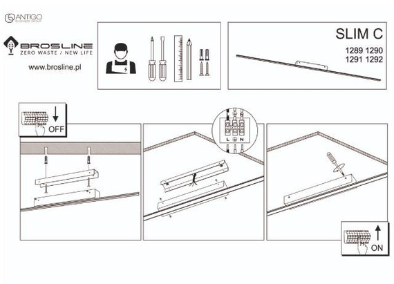 Bros Line Lampa sufitowa Slim C 1290 4000K