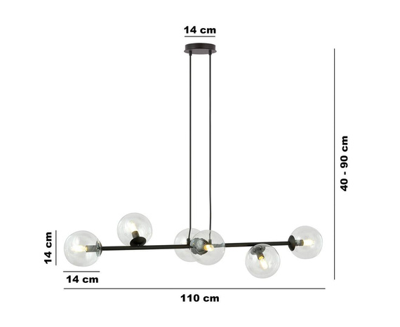 Zwis ROSSI 6 BL TRANSPARENT czarny (874/6) - Emibig