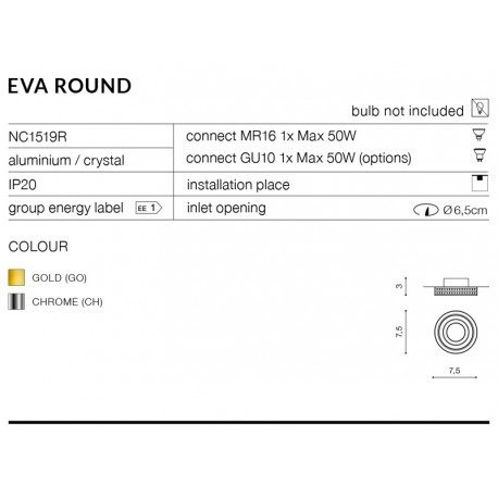 AZzardo Eva R AZ1458 chromoprawa wpuszczana