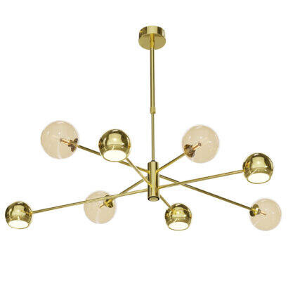 Moka Jupiter nowoczesny żyrandol 8-punktowy bursztynowy klosz 1969