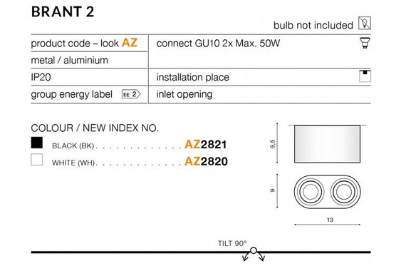 Plafon Azzardo Brant 2 Round AZ2821