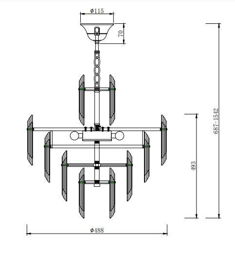 Lampa wisząca Maytoni DIA200PL-06G Flare