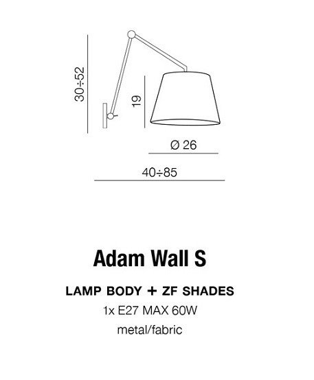 Adam S Lampa Ścienna Azzardo biała AZ1843+AZ2602