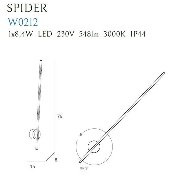Lampa Ścienna Maxlight Spider Ledowa W0212