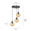 Wisząca lampa COSMO 3 BL PREMIUM MIODOWY czarny (713/3PREM) - Emibig