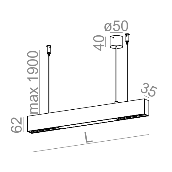 Lampa wisząca AQForm Rafter points section 53 cm biały 50593-M930-WW-00-13