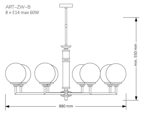 Lampa wisząca Kutek Mood Artu ART-ZW-8 (Z) G