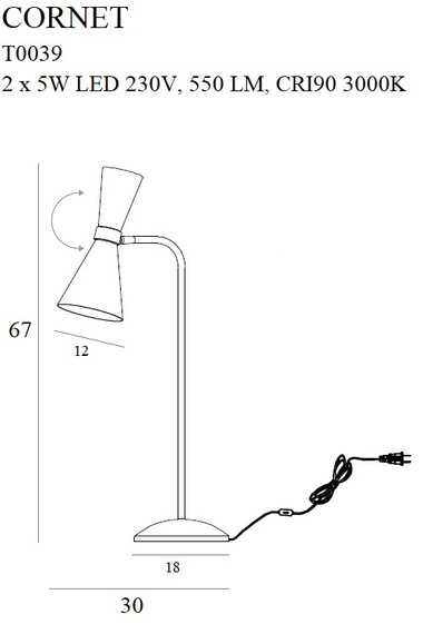 Lampka Biurkowa Maxlight Cornet T0039