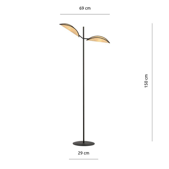 Podłodowa lampa VENE LP2 BLACK/RATTAN czarny (1160/LP2) - Emibig
