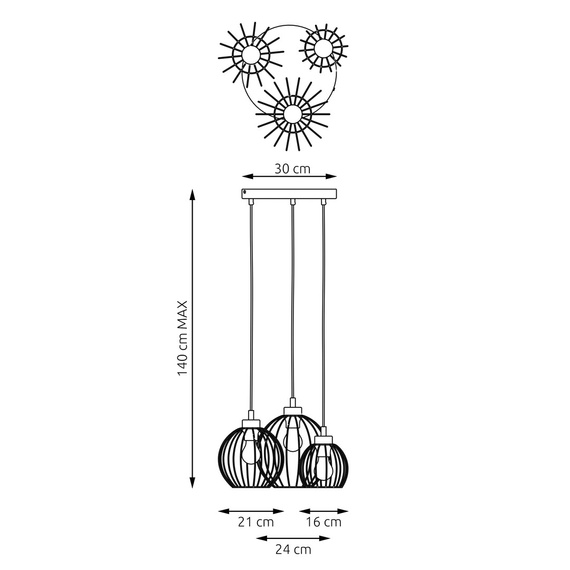 Lampa Wisząca Emibig Nando 3prem Bl Gold (1368/3PREM)