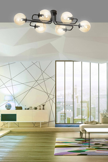 Sufitowy plafon BRENDI 6A BL MIODOWY czarny (833/6A) - Emibig