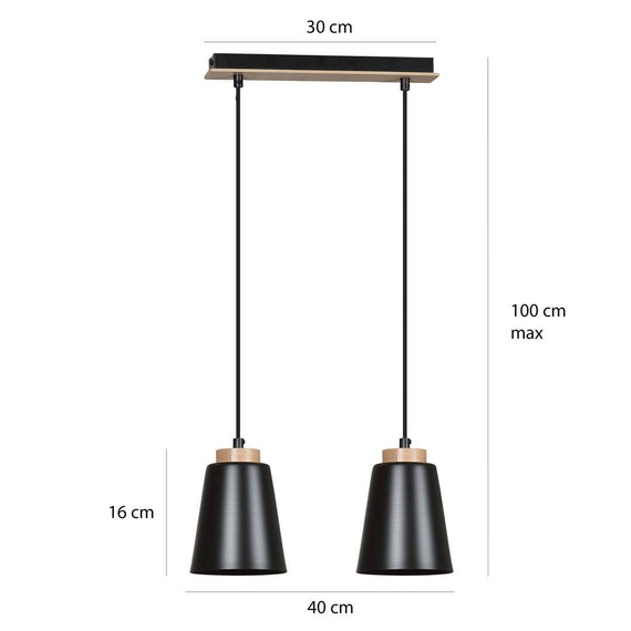 Wisząca lampa BOLERO 2 BLACK czarny (442/2) - Emibig