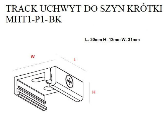 MaxLight MHT1-P1-WH Uchwyt do szyn krótki Biały