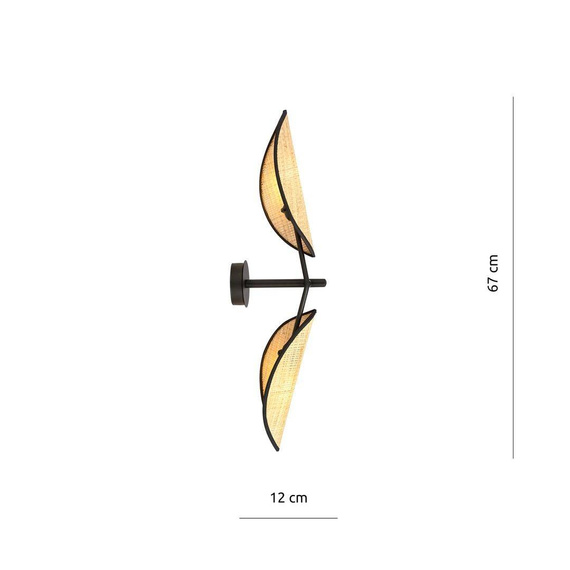 Natynkowa lampa ścienna VENE K2 BLACK/RATTAN czarny (1160/K2) - Emibig