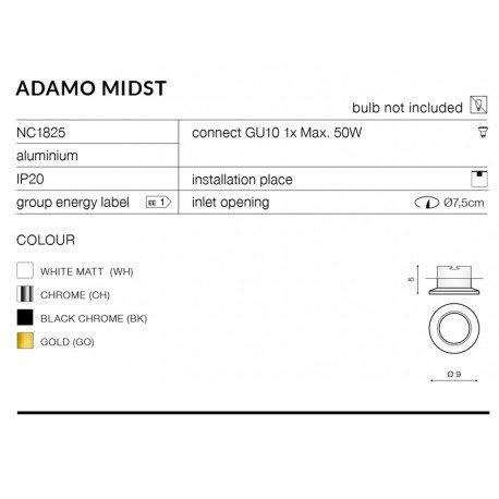 AZzardo ADAMO MIDST CHROME oprawa wpuszczana chrom