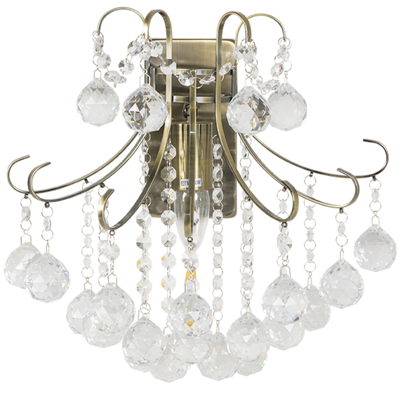Lampa Ścienna kryształowa Elem Barcelona 6245/1 21QG mosiądz