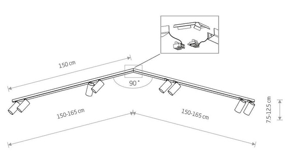 Listwa Nowodvorski Mono 7700 Czarno złota 150x150cm