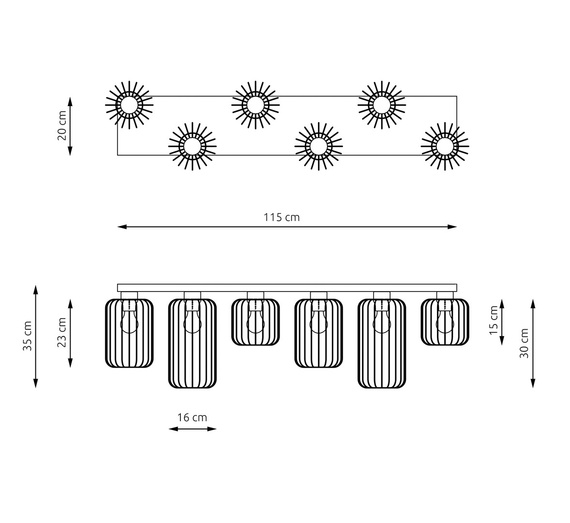 Lampa Sufitowa Emibig Barn 6 Bl (1367/6)