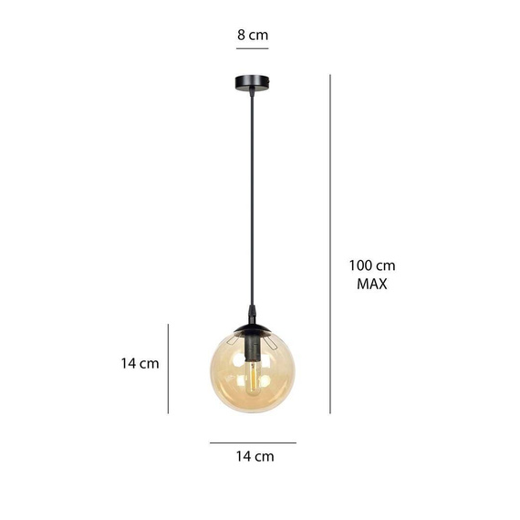 Wisząca lampa COSMO 1 BL MIODOWY czarny (713/1) - Emibig
