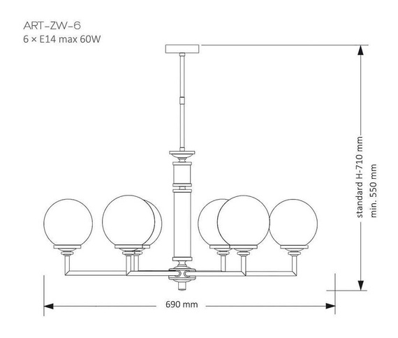 Lampa wisząca Kutek Mood Artu ART-ZW-6 (N) G