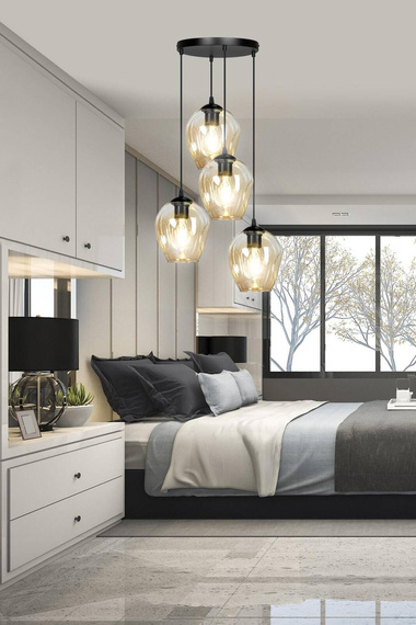 Wisząca lampa ISTAR 4 BL PREMIUM MIODOWY czarny (681/4PREM) - Emibig