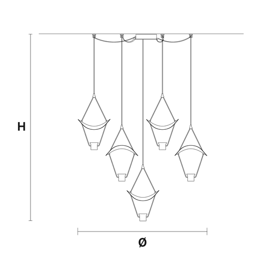 Lampa wisząca Masiero Vollee C5 P złota