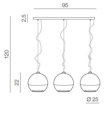 Azzardo Silver Ball Line 3 AZ 4751 Żyrandol Chrom