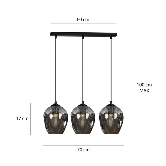 Wisząca lampa ISTAR 3 BL GRAFIT czarny (680/3) - Emibig