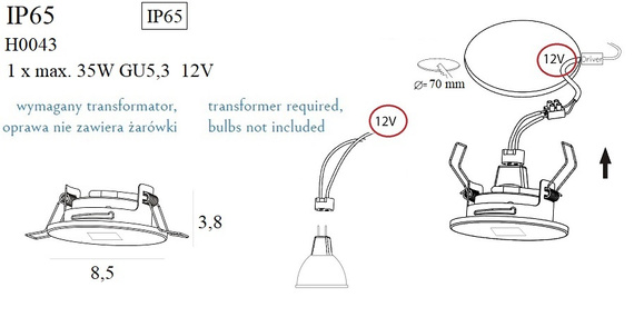 Oprawa Do Zabudowy Maxlight Ip65 H0043