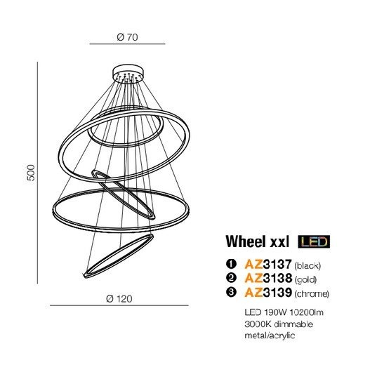 Nowoczesna lampa LED Azzardo Wheel XXL złota AZ3138