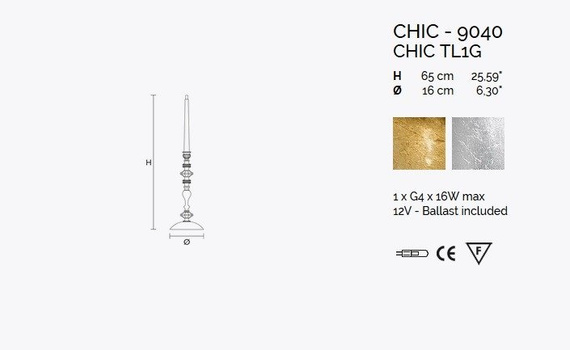 Lampa Stołowa Masiero Chic TL1 G złota 65 cm