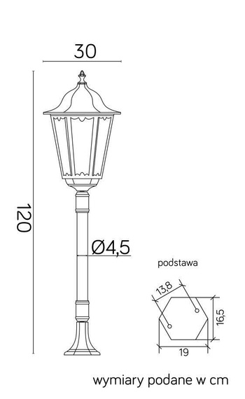 Słupek Oświetleniowy SU-MA Retro Maxi K 5002/2/BD 45