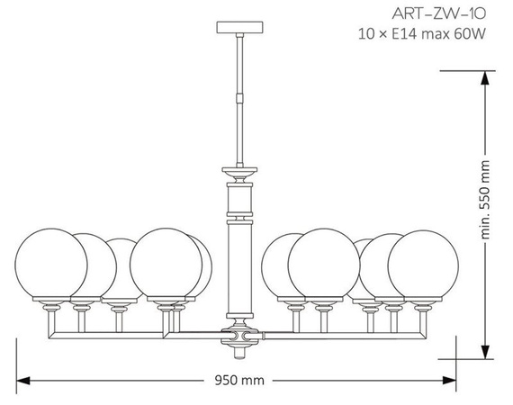 Lampa wisząca Kutek Mood Artu ART-ZW-10 (P) G