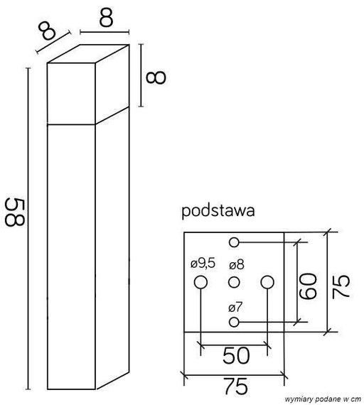 Słupek Oświetleniowy SU-MA Cube CB-580 AL